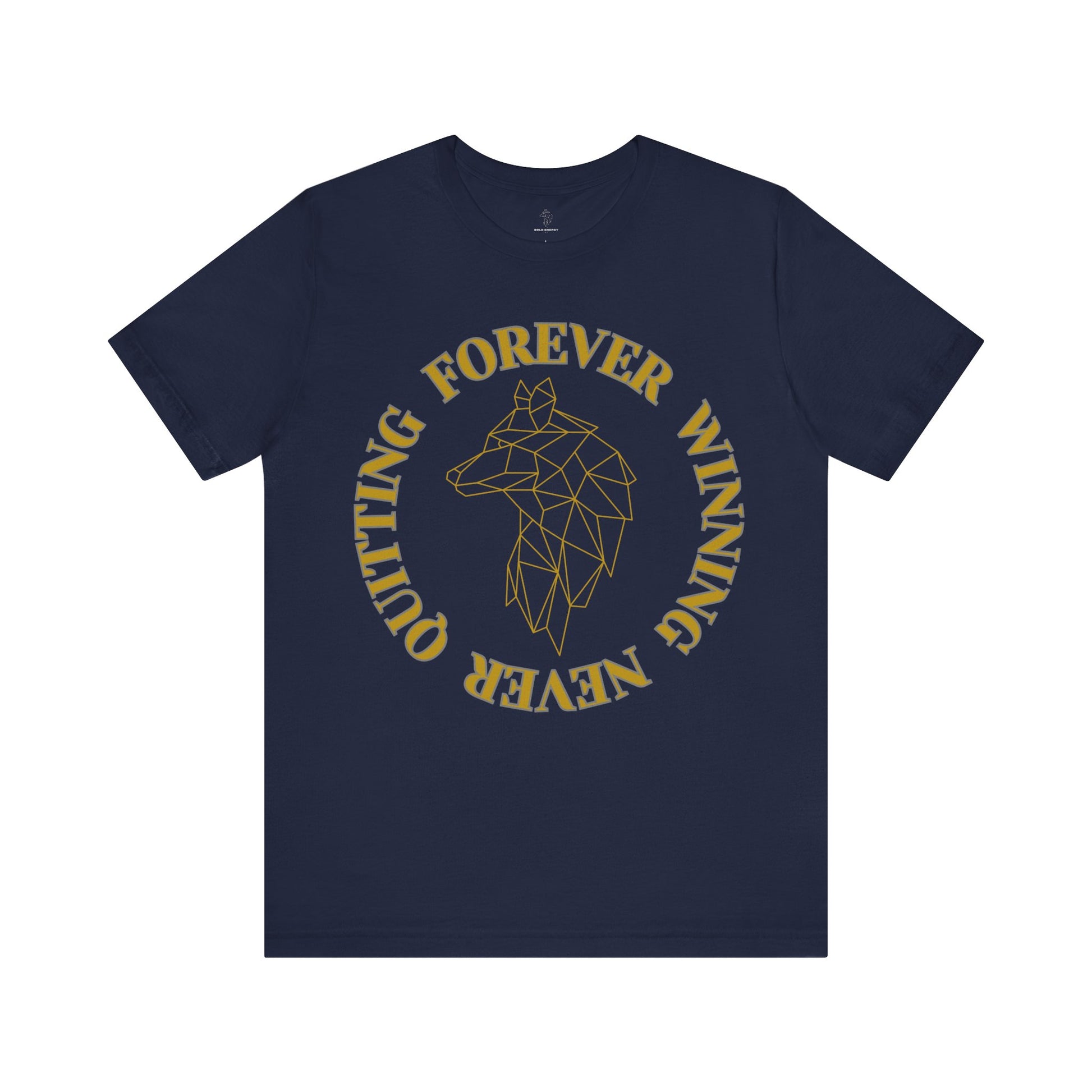 Navy motivational t-shirt with 'Forever winning never quitting & Logo' print – Bella Canvas unisex fit