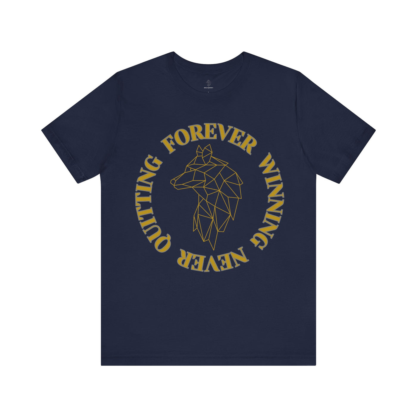 Navy motivational t-shirt with 'Forever winning never quitting & Logo' print – Bella Canvas unisex fit