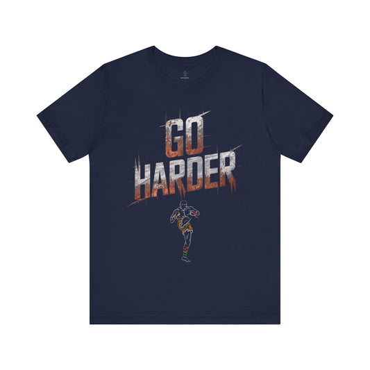 Navy motivational t-shirt with 'Go Harder & Muay Thai fighter' print – Bella Canvas unisex fit