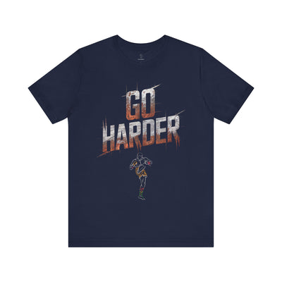 Navy motivational t-shirt with 'Go Harder & Muay Thai fighter' print – Bella Canvas unisex fit