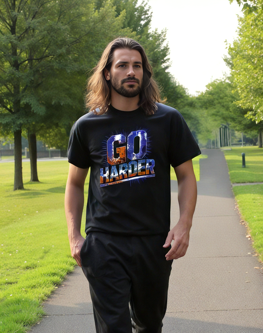 Go Harder - Neon Blue Edition | Motivational Statement Tee